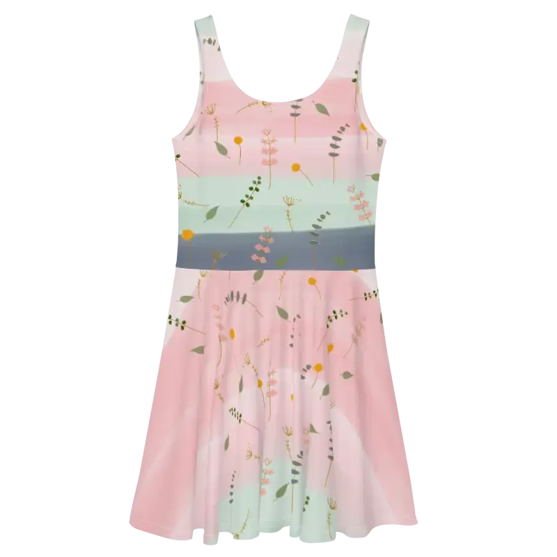 Dazzling Skater Dress with Simple Flower Pattern