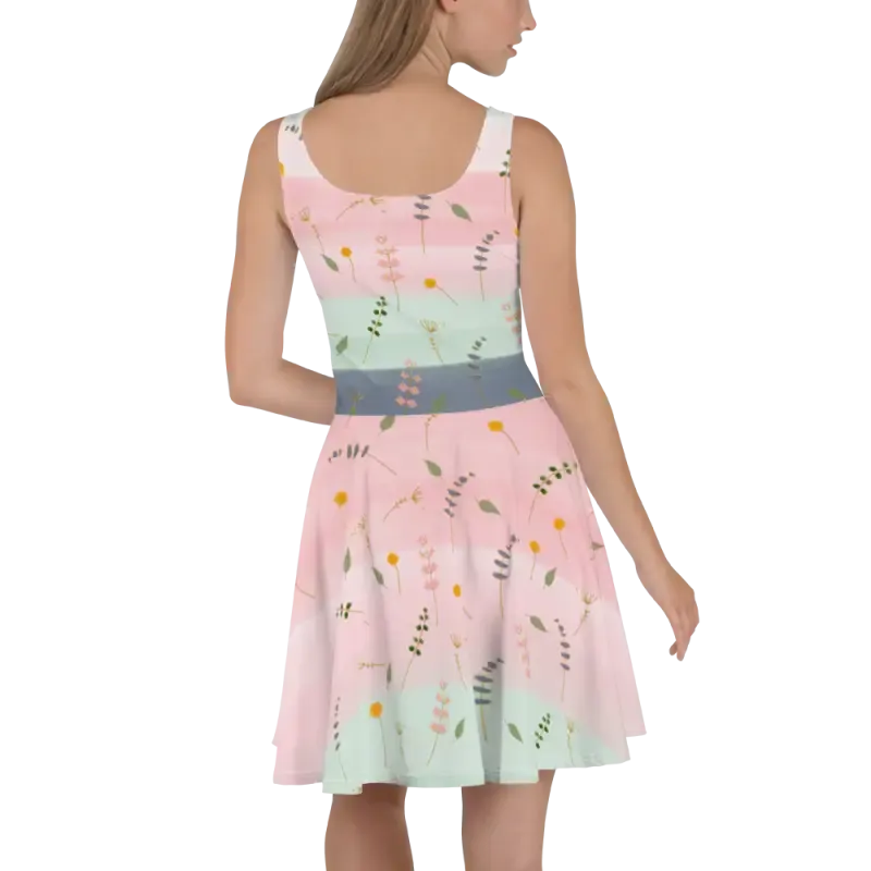 Dazzling Skater Dress with Simple Flower Pattern