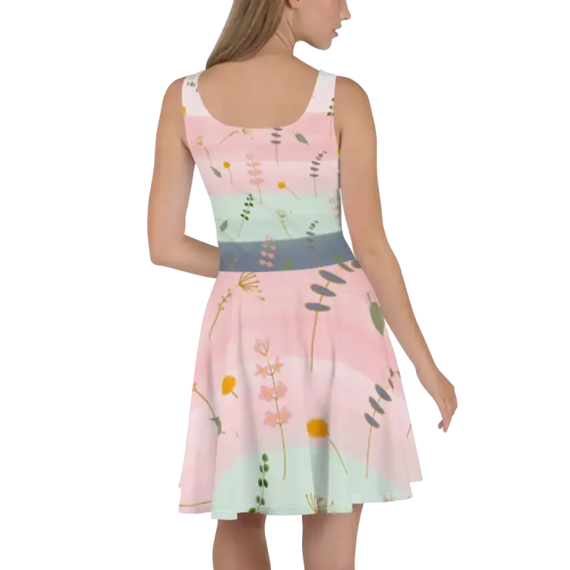 Dazzling Skater Dress with Simple Flower Pattern