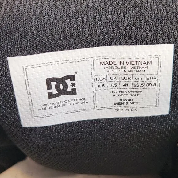 DC Men's Size 8.5 Black/White DC Net M 302361-BLW Skateboarding Shoes New