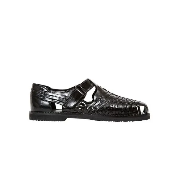 DEER STAGS Mens Black Fisherman Woven Bamboo-Round Toe Sandals Shoes 8.5 M