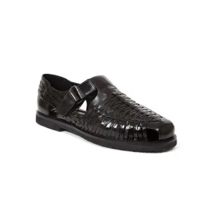 DEER STAGS Mens Black Fisherman Woven Bamboo-Round Toe Sandals Shoes 8.5 M