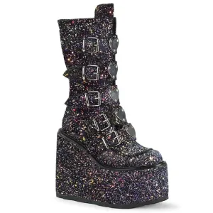 Demonia Swing-230G Black Glitter Boot