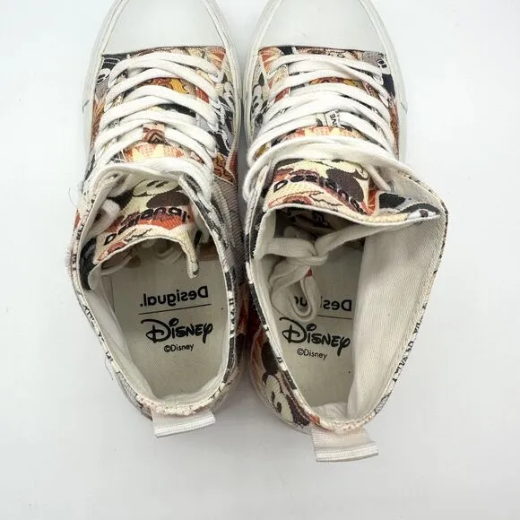 DESIGUAL Beta Mickey High-top Trainers Destressed Frayed Women's 7.5