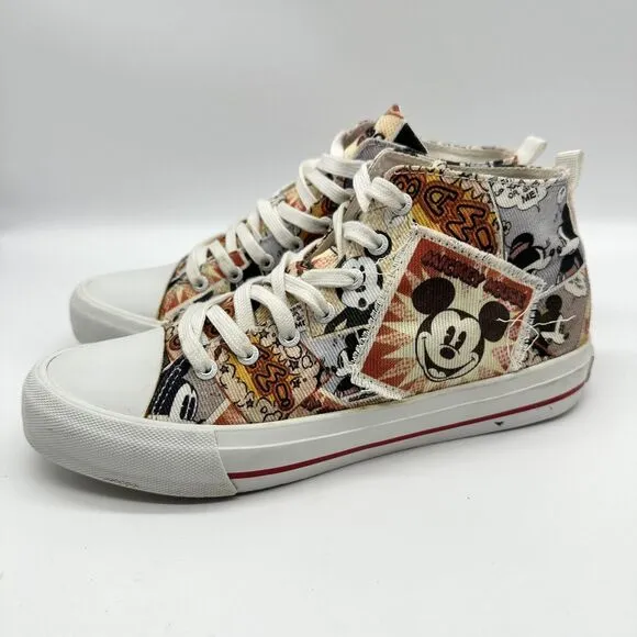 DESIGUAL Beta Mickey High-top Trainers Destressed Frayed Women's 7.5
