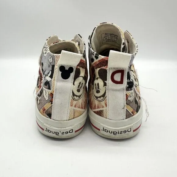 DESIGUAL Beta Mickey High-top Trainers Destressed Frayed Women's 7.5