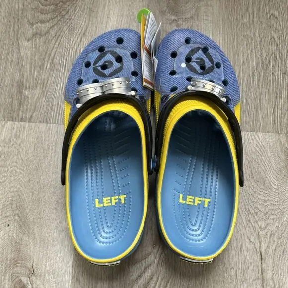 Despicable Me x Crocs Mens 12 Classic Clogs Minions Yellow Blue Clog Shoes NEW