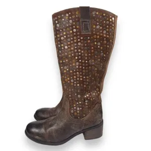 Diba True What To Do Distressed Leather Studded Mid Calf Boots Women's 7