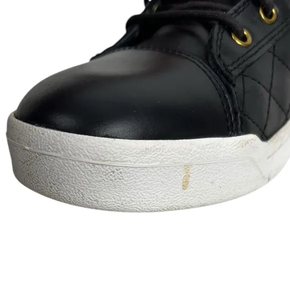 Diesel Mens Diamond Leather High Top Sneakers Shoes Sz US 9.5 EU 42.5 Black Gold