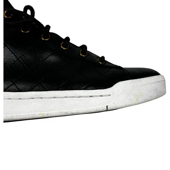 Diesel Mens Diamond Leather High Top Sneakers Shoes Sz US 9.5 EU 42.5 Black Gold
