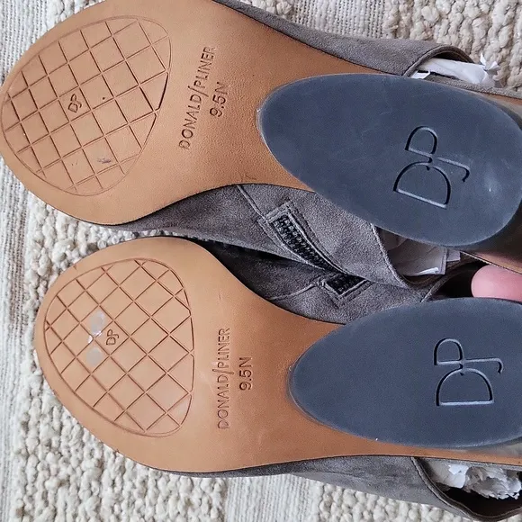 Dinald Pliner Gray Studded Peep toe booties. Size 9,5