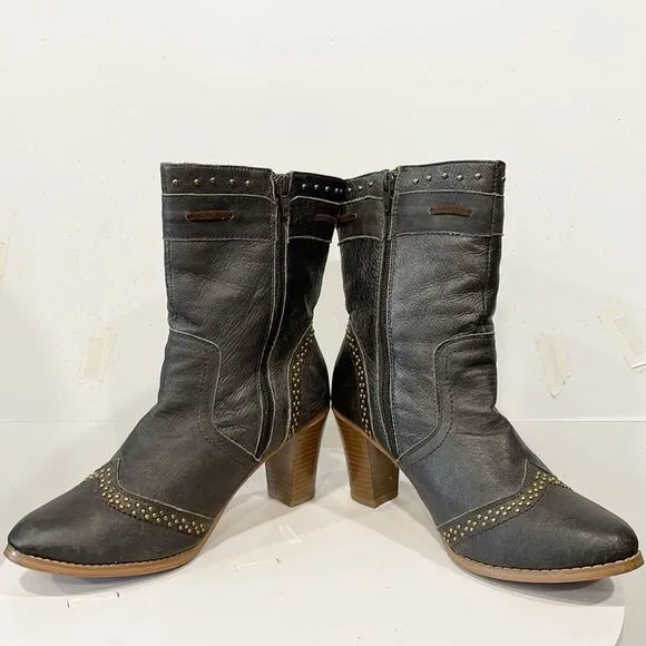 Dingo Genuine Leather Studded Tassel Women’s Cowboy Boots Sz 9 Brown D1932