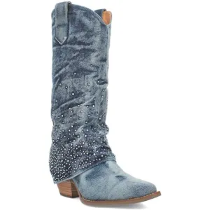 Dingo Women 8.5M Blue Eye Candy Denim Western Boot Rhinestone Embellished T4-8