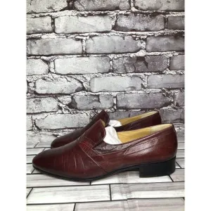 Dino Bigioni Burgundy Leather Slip On Dress Loafers Shoes Men Sz 43.5EU/10.5M US