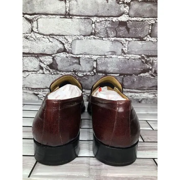 Dino Bigioni Burgundy Leather Slip On Dress Loafers Shoes Men Sz 43.5EU/10.5M US
