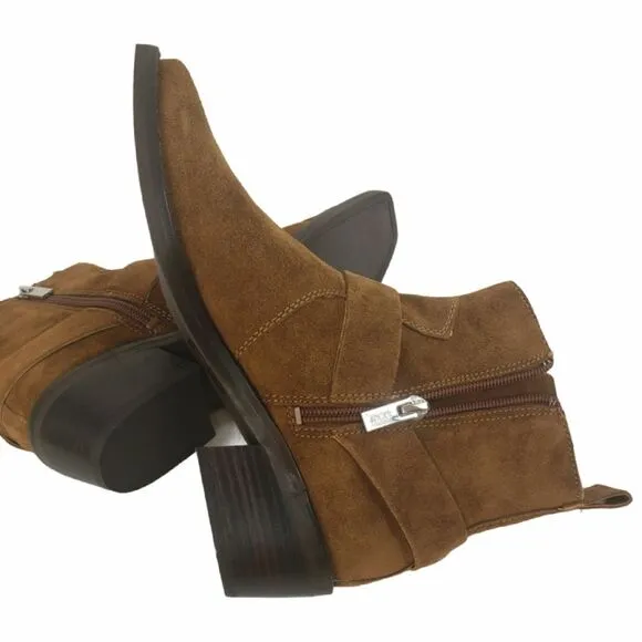 DKNY Boots Women's 6.5 M Mina Suede Almond Toe Ankle Fashion Brown