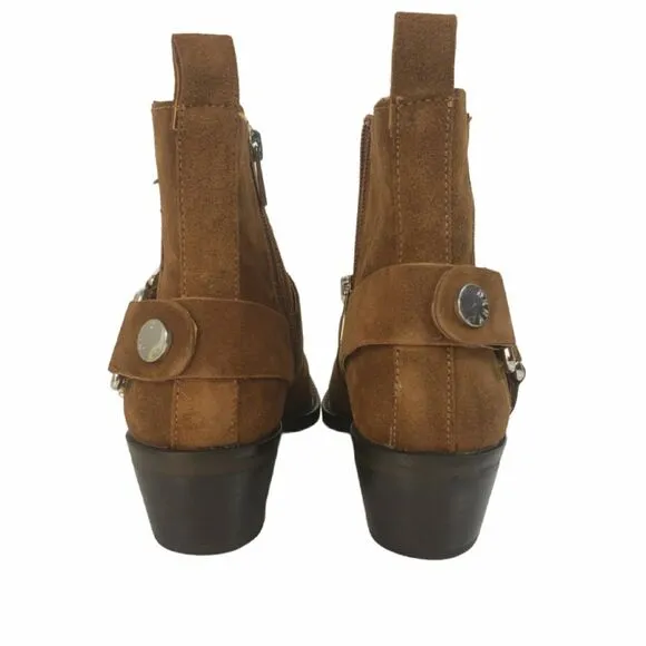 DKNY Boots Women's 6.5 M Mina Suede Almond Toe Ankle Fashion Brown