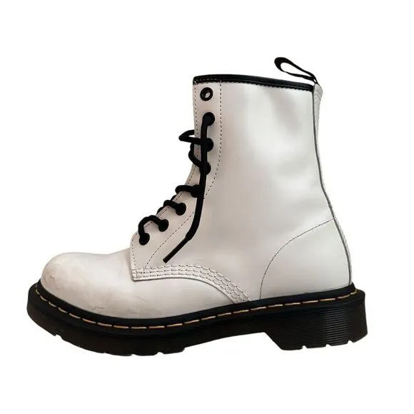 Doc Dr Martens Women 7 White Combat Boots Air Wair 11821