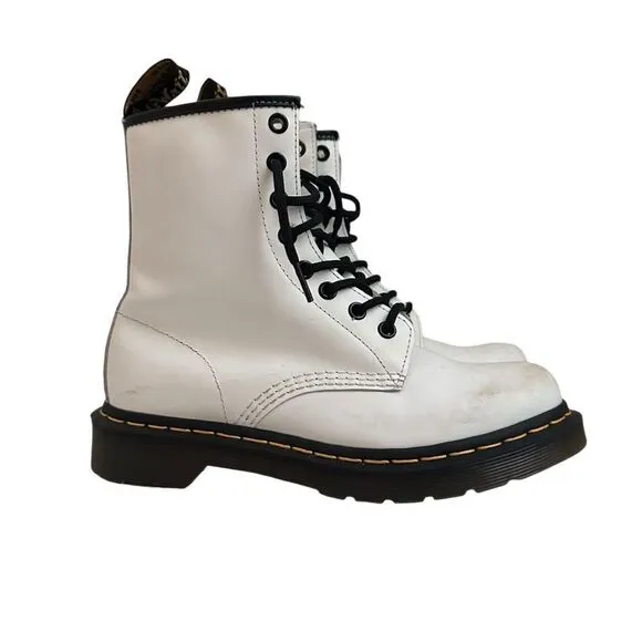 Doc Dr Martens Women 7 White Combat Boots Air Wair 11821