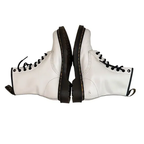 Doc Dr Martens Women 7 White Combat Boots Air Wair 11821