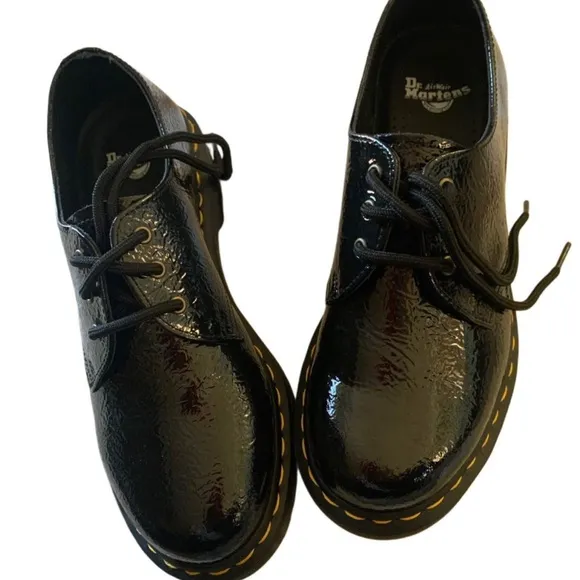 Doc Martens Ska Punk Glossy Black Oxford Shoes Sneakers Boots Booties Dress Work