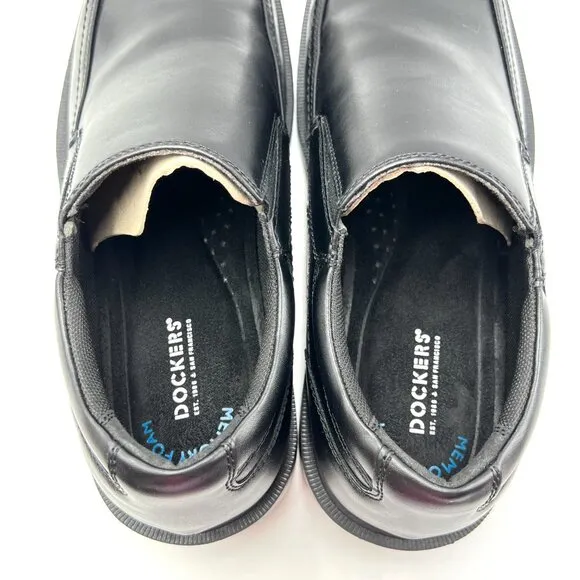 Dockers Mens Size 9.5 Black Faux Vegan Leather Slip On Loafers Dress Shoes