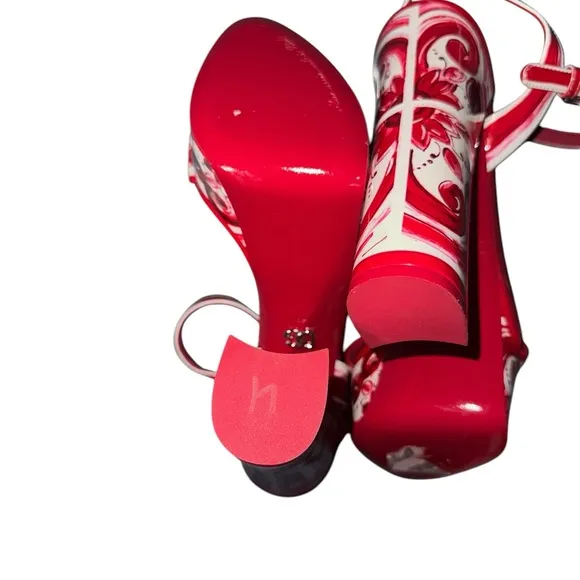 DOLCE &amp; GABBANA 105mm Hot Pink Swirling Floral Platform Sandals Size 40/US 10