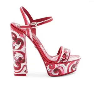 DOLCE &amp; GABBANA 105mm Hot Pink Swirling Floral Platform Sandals Size 40/US 10