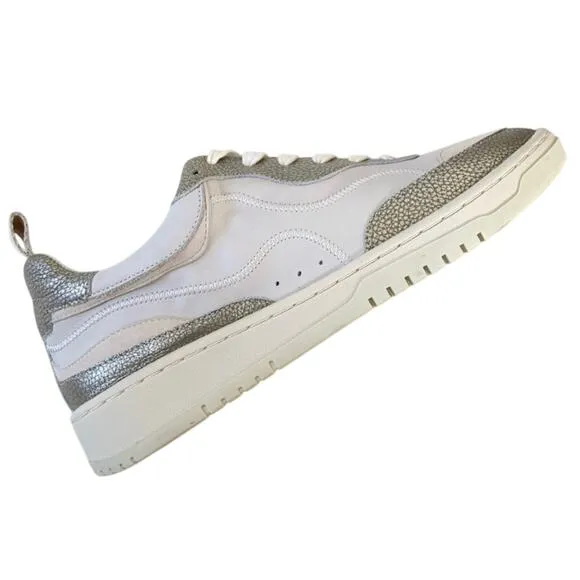 Dolce Vita Adella Sneakers Gold White Premium Leather Shoes Size 7.5 NEW IN BOX