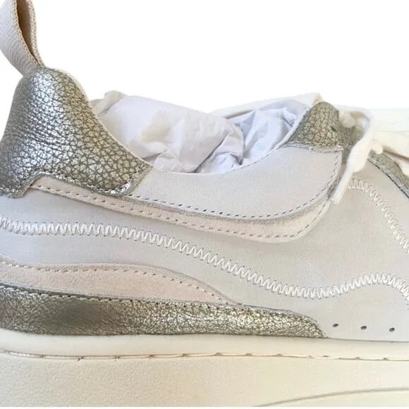 Dolce Vita Adella Sneakers Gold White Premium Leather Shoes Size 7.5 NEW IN BOX