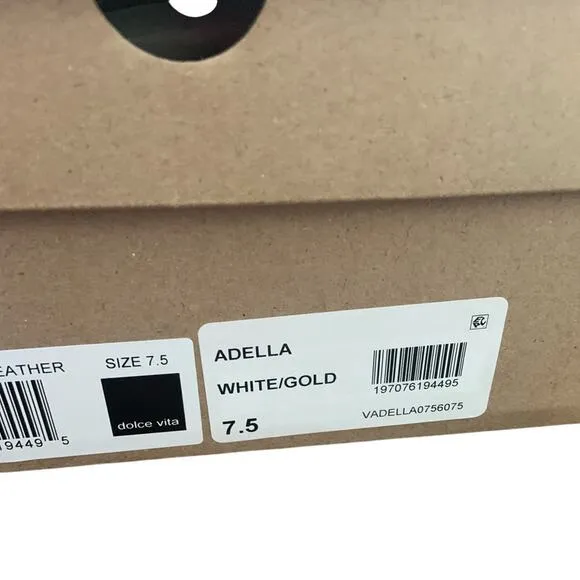 Dolce Vita Adella Sneakers Gold White Premium Leather Shoes Size 7.5 NEW IN BOX