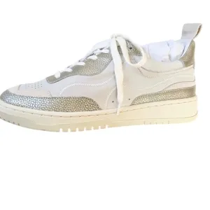 Dolce Vita Adella Sneakers Gold White Premium Leather Shoes Size 7.5 NEW IN BOX
