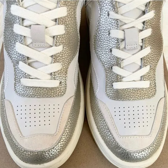 Dolce Vita Adella Sneakers Gold White Premium Leather Shoes Size 7.5 NEW IN BOX