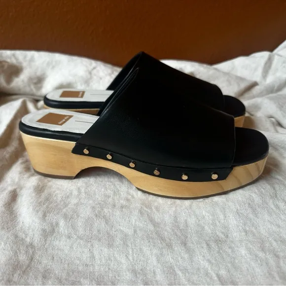 Dolce Vita Black “Dorado” Leather Clogs Size 8 New!