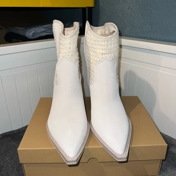 Dolce Vita Cream Western Ankle Boots
