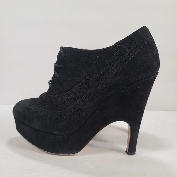 Dolce Vita Harrison Black Suede Platform Oxford Shoes Women's 7