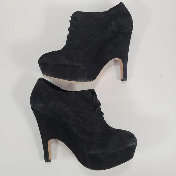 Dolce Vita Harrison Black Suede Platform Oxford Shoes Women's 7