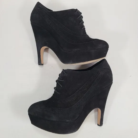 Dolce Vita Harrison Black Suede Platform Oxford Shoes Women's 7