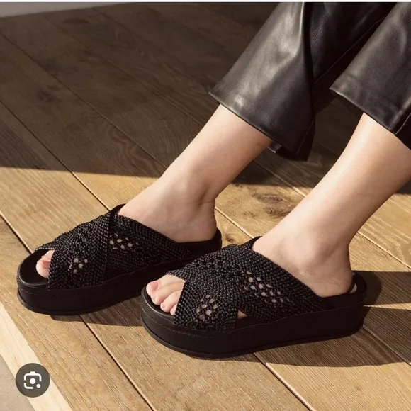 Dolce Vita Winona Woven platform Sandals Black Size 7.5