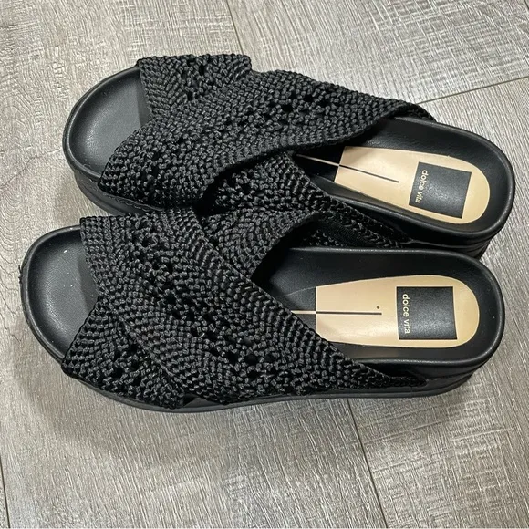 Dolce Vita Winona Woven platform Sandals Black Size 7.5