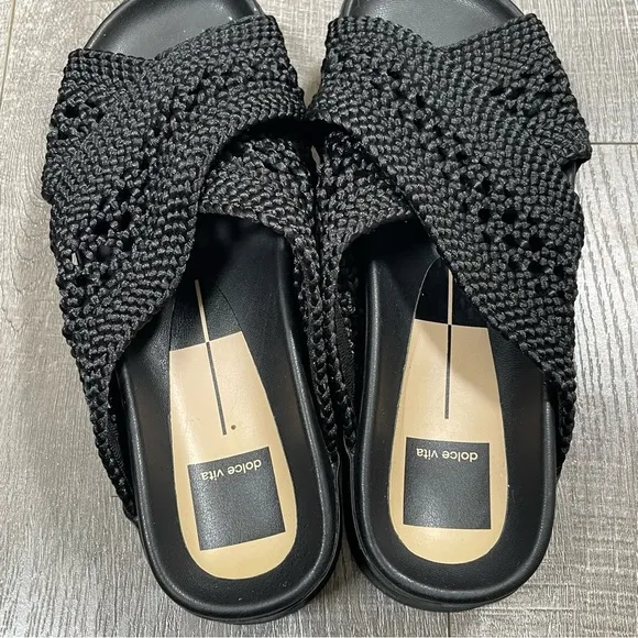 Dolce Vita Winona Woven platform Sandals Black Size 7.5