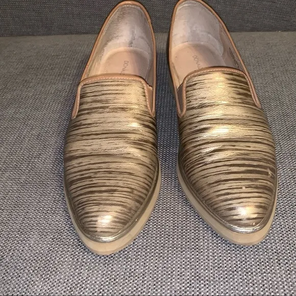 Donald J Pliner Betina RY metallic gold colored slip on sneaker shoes