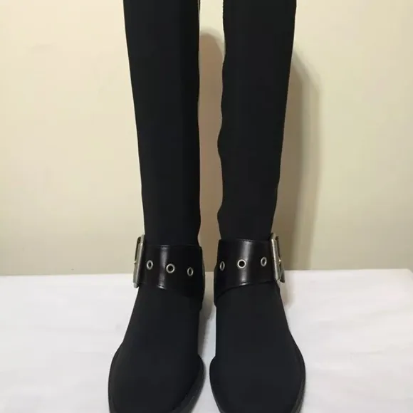 Donald J Pliner Black Elastic Knee High Boots
