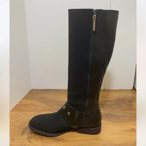 Donald J Pliner Black Elastic Knee High Boots