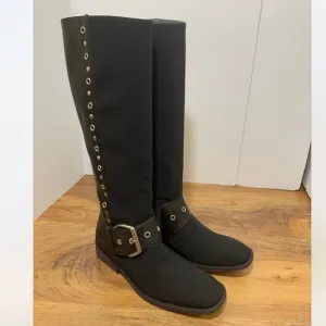 Donald J Pliner Black Elastic Knee High Boots