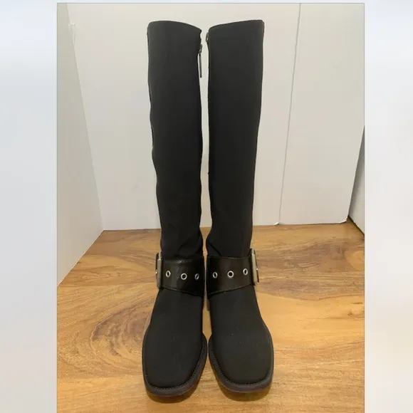 Donald J Pliner Black Elastic Knee High Boots