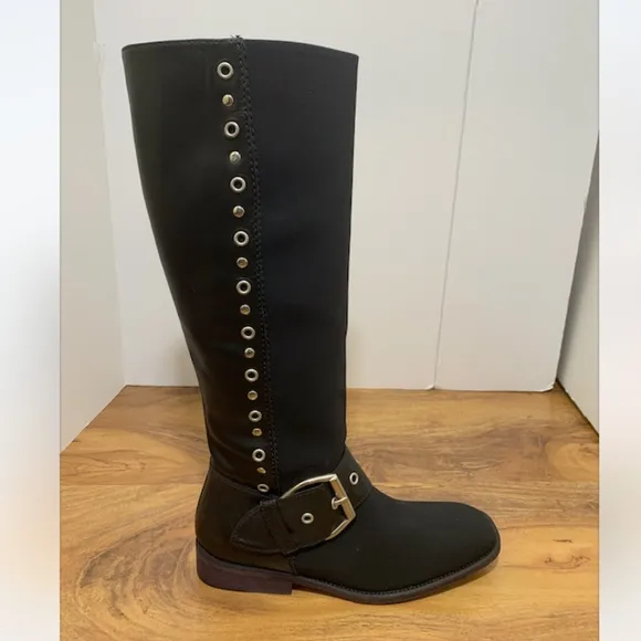 Donald J Pliner Black Elastic Knee High Boots