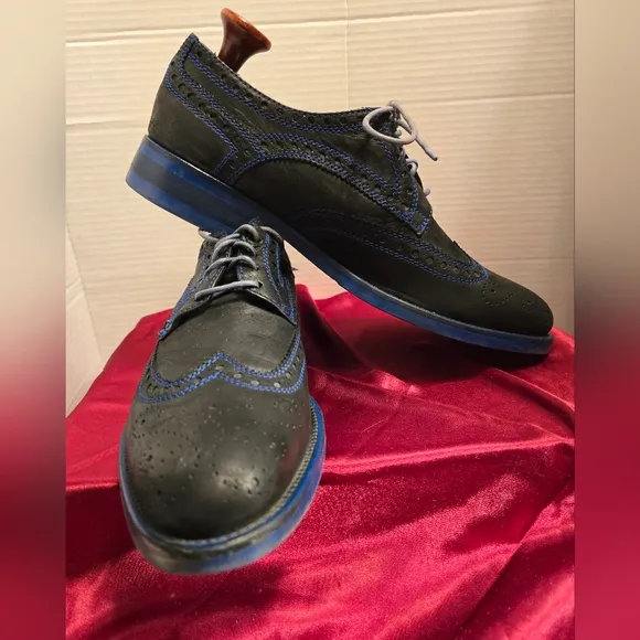DONALD J. PLINER EMERI WINGTIP OXFORD NAVY BLUE LEATHER MEN'S SHOES SIZE 10.5