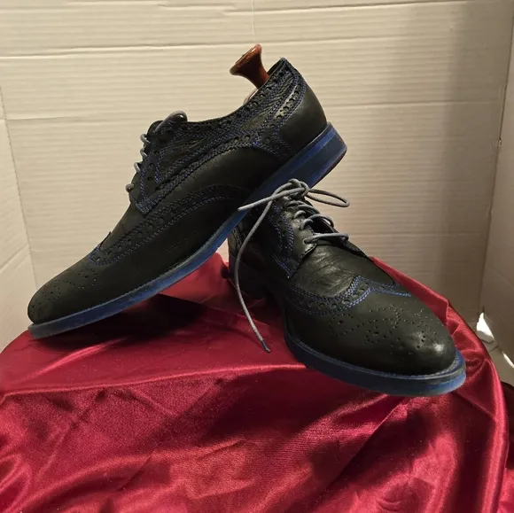 DONALD J. PLINER EMERI WINGTIP OXFORD NAVY BLUE LEATHER MEN'S SHOES SIZE 10.5