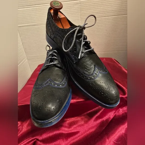 DONALD J. PLINER EMERI WINGTIP OXFORD NAVY BLUE LEATHER MEN'S SHOES SIZE 10.5
